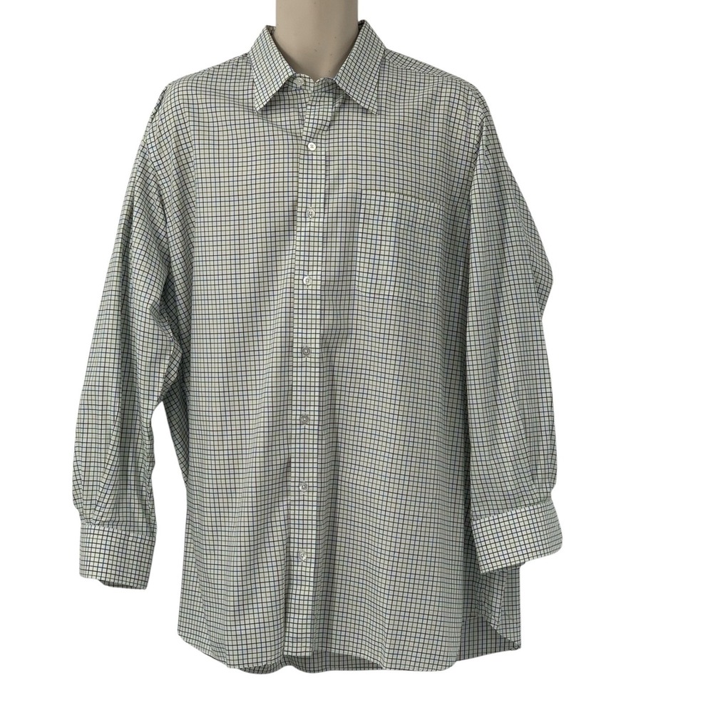 Hamilton Men's Dress Shirt Long Sleeve Button Down Blue/Green Checkered Size‎ XL